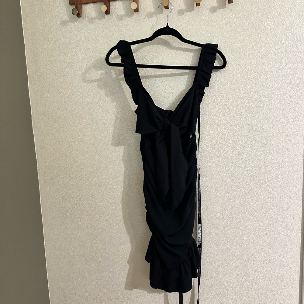 PrettyLittleThing Black Dress with Tie Detail